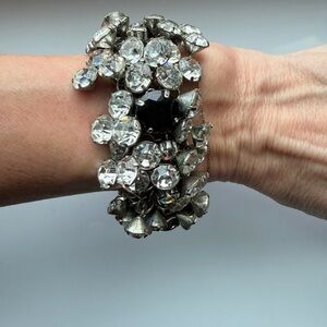 Sparkly Silver & Black Crystal Charm Bracelet